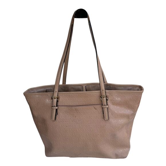 Michael Kors Signature Tan Patent Leather Double-Handle Tote Bag - Picture 4 of 16